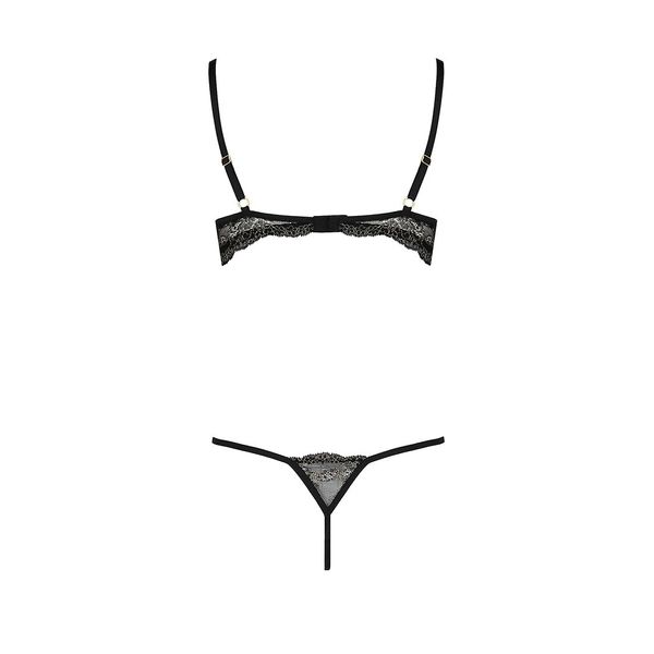 Комплект белья Passion Exclusive VALERY SET OpenBra L/XL, black, стрепи, трусики, открытый лиф PS25104 фото