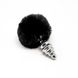 Металлическая анальная пробка Кроличий хвостик Alive Fluffy Twist Plug M Black, диаметр 3,4 см SO6309 фото 2