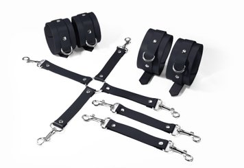 Набор для БДСМ 3 в 1 Feral Feelings BDSM Kit 3 Black, black, наручники, поножи, крестовина SO8269 фото