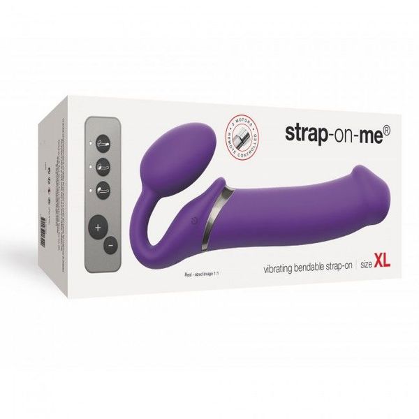 Безремневой страпон с вибрацией Strap-On-Me Vibrating Violet XL, диам. 4,5см, пульт ДУ, регулируемый SO3827 фото