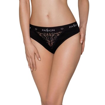 Трусики з широкою гумкою і мереживом Passion PS001 PANTIES M, black SO4160 фото