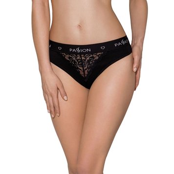 Трусики с широкой резинкой и кружевом Passion PS001 PANTIES S, black SO4161 фото