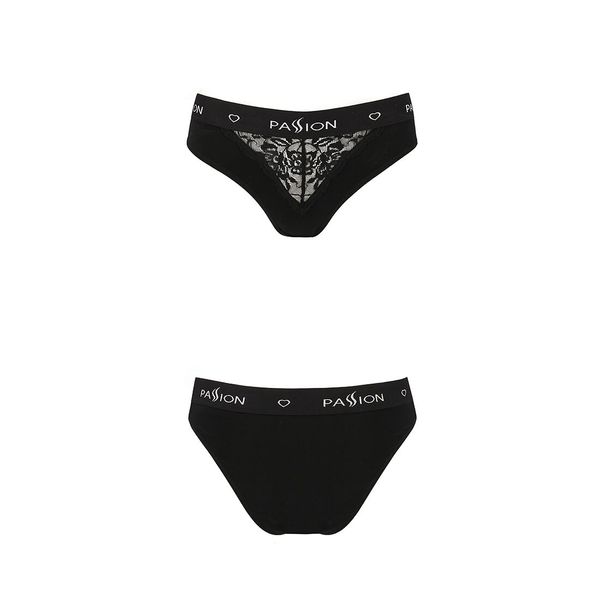 Трусики з широкою гумкою і мереживом Passion PS001 PANTIES S, black SO4161 фото