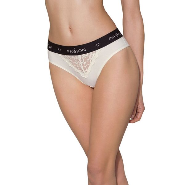 Трусики з широкою гумкою і мереживом Passion PS001 PANTIES L, ecru SO4163 фото