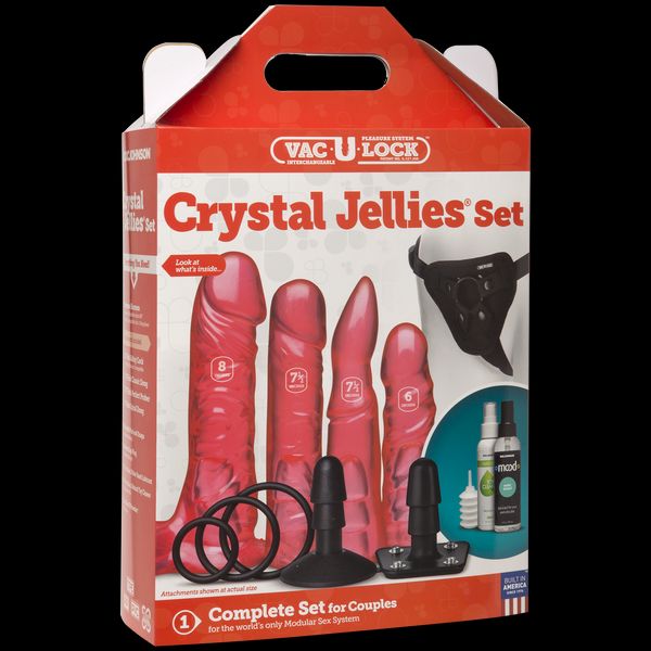 Набір для страпона Doc Johnson Vac-U-Lock Crystal Jellies Set, діаметр 3,8см, 2×4,5см, 5,1 см SO1989 фото