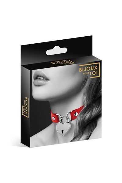 Чокер с замочком-сердечком Bijoux Pour Toi - HEART LOCK Red, экокожа SO1884 фото