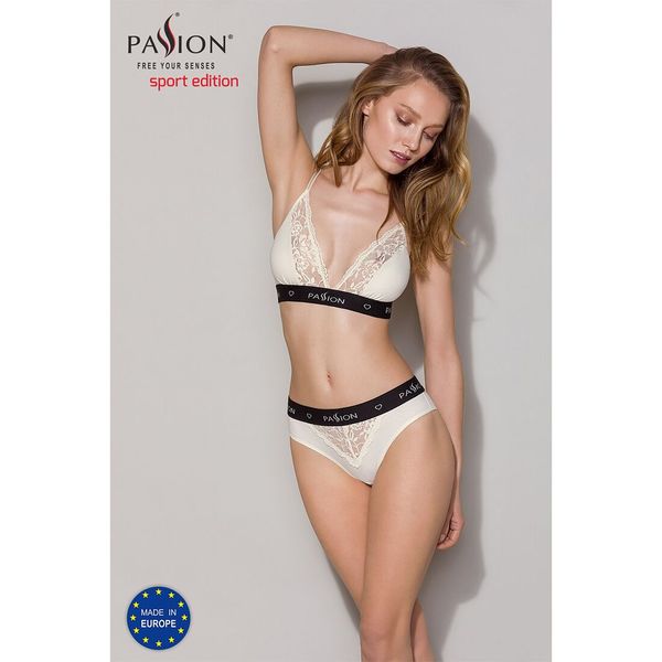 Трусики с широкой резинкой и кружевом Passion PS001 PANTIES XL, ecru SO4166 фото