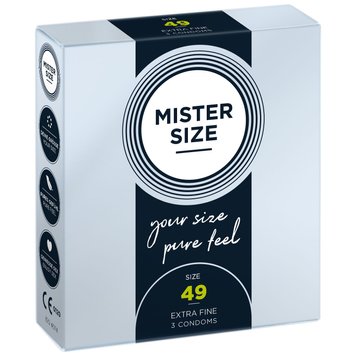 Презервативи Mister Size - pure feel - 49 (3 condoms), товщина 0,05 мм SO8033 фото