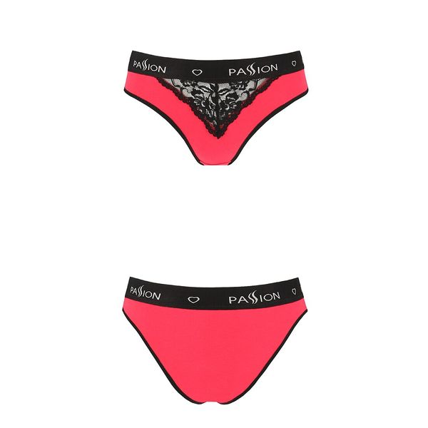 Трусики с широкой резинкой и кружевом Passion PS001 PANTIES L, red-black SO4167 фото