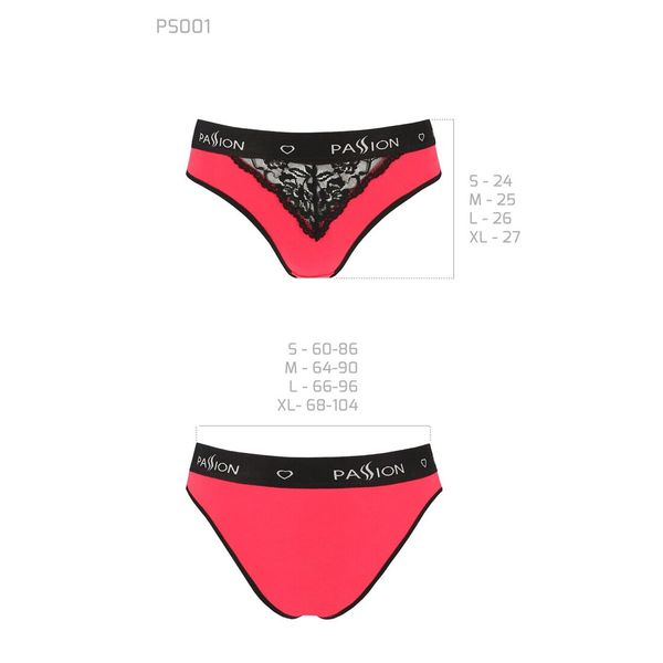 Трусики с широкой резинкой и кружевом Passion PS001 PANTIES L, red-black SO4167 фото