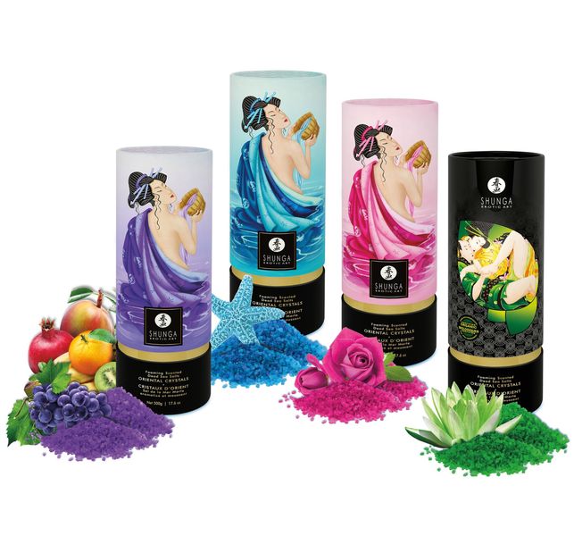 Пінлива сіль для ванни Shunga Dead Sea salt Oriental Crystals — Rose Petal (500 г), сіль Мертвого мо SO6893 фото