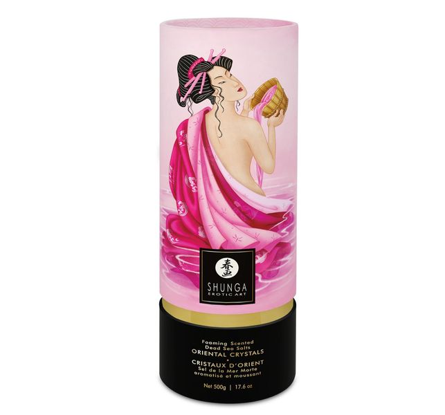 Пінлива сіль для ванни Shunga Dead Sea salt Oriental Crystals — Rose Petal (500 г), сіль Мертвого мо SO6893 фото