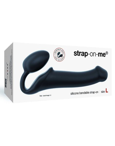 Безремневой страпон Strap-On-Me Black L, полностью регулируемый, диаметр 3,7см SO2712 фото