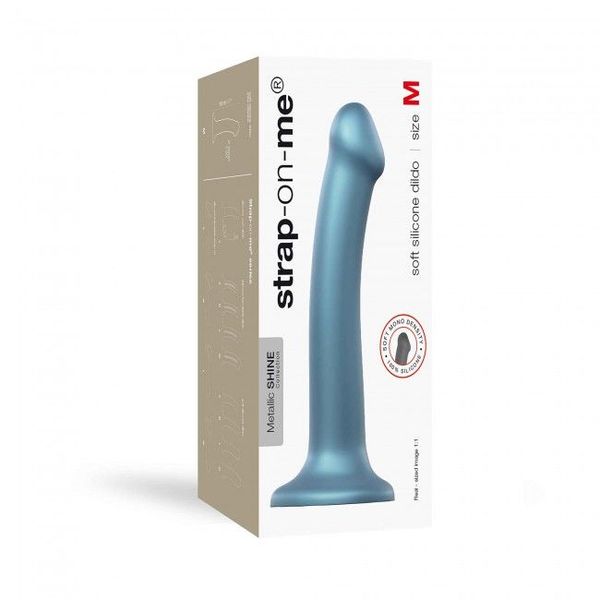 Насадка для страпона Strap-On-Me Mono Density Dildo Blue M, диам. 3,3см, однослойный силикон, гибкий SO3569 фото