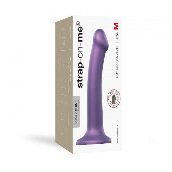 Насадка для страпону Strap-On-Me Mono Density Dildo Violet M, діам. 3,3 см, одношаровий силікон, гну SO3570 фото