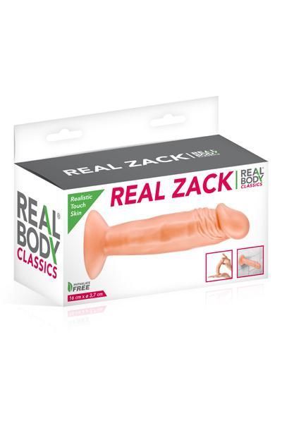 Фалоімітатор Real Body — Real Zack Flesh, TPE, діаметр 3,7 см SO2217 фото