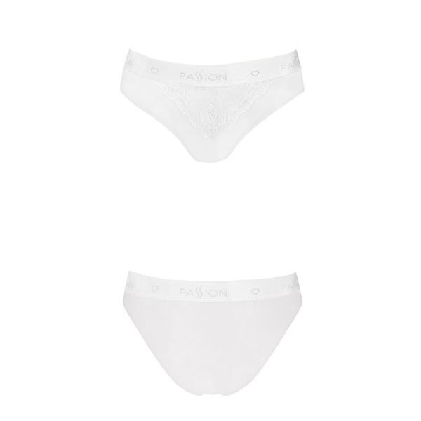 Трусики з широкою гумкою і мереживом Passion PS001 PANTIES M, white SO4172 фото