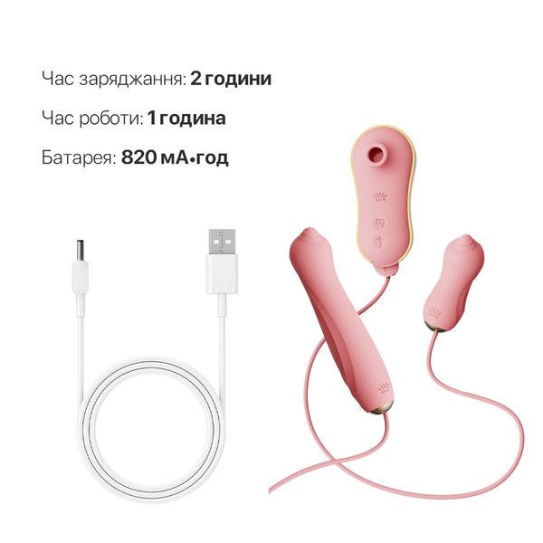 Набор 3в1 Zalo – UNICORN Set Pink, виброяйцо, пульсатор, вакуумный стимулятор SO6687 фото