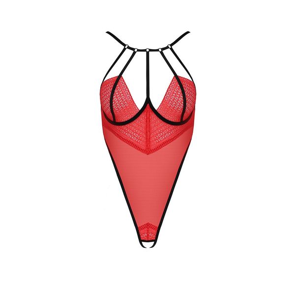 Боди с высоким вырезом бедра Passion Exclusive AKITA BODY L/XL, red PS24201 фото