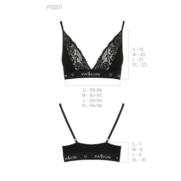 Еластичний топ з мереживом Passion PS001 TOP XL, black SO4178 фото