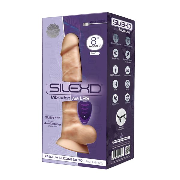 Фаллоимитатор с вибрацией SilexD Vetus Vibro Flesh (MODEL 1 size 8in) + LRS, двухслойный, диаметр 4, SO8213 фото