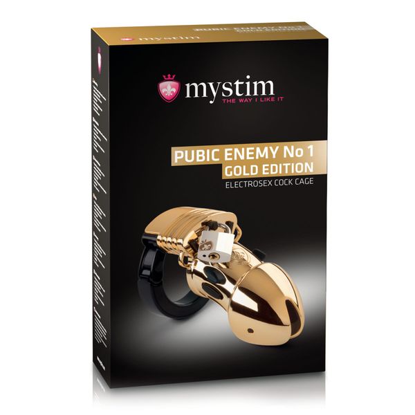 Клетка для члена с электростимуляцией Mystim Pubic Enemy No 1 - Gold Edition SO3809 фото