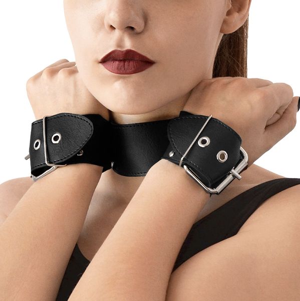 Ошейник с наручниками из натуральной кожи Art of Sex - Bondage Collar with Handcuffs SO6618 фото