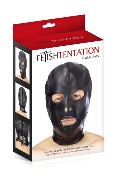 Капюшон для БДСМ з відкритими очима і ротом Fetish Tentation Open mouth and eyes BDSM hood SO4671 фото