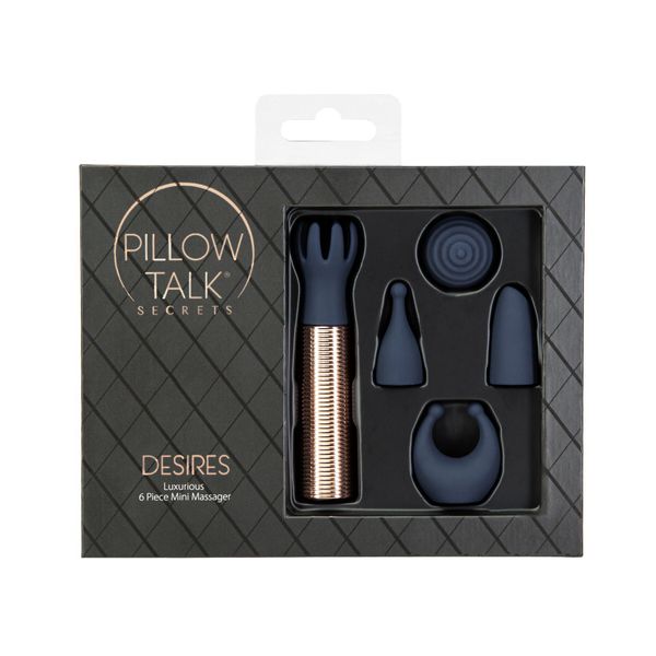 Вібромасажер Pillow Talk Secrets Desires 6-Piece Mini Massager Set - Navy SO7750 фото