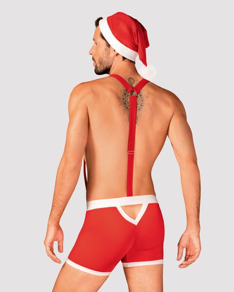 Чоловічий еротичний костюм Санта-Клауса Obsessive Mr Claus L/XL, боксери на підтяжках, шапочка з пом SO7295 фото