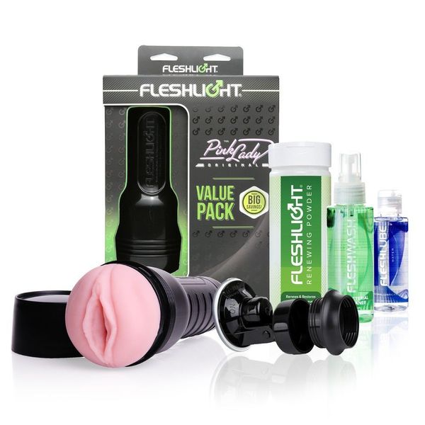 Мастурбатор Fleshlight Pink Lady Original Value Pack: присоска, смазка, чистящее и восстанавливающее F19556 фото