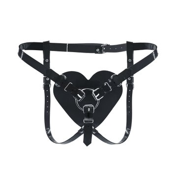 Трусики Сердце для страпона Feral Feelings - Hearts Strap-on Belt Black SO9312 фото