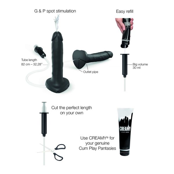 Фалоімітатор, що кінчає Strap-On-Me Squirting Cum Dildo Realistic Black, діам. 3,5 см, силікон SO9015 фото