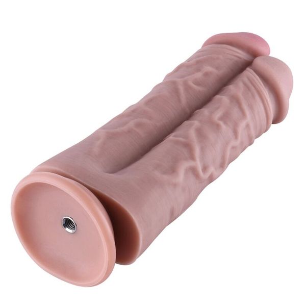 Подвійний дилдо для секс-машин Hismith 8.5″ Two Cocks One Hole Silicone Dildo SO6206 фото