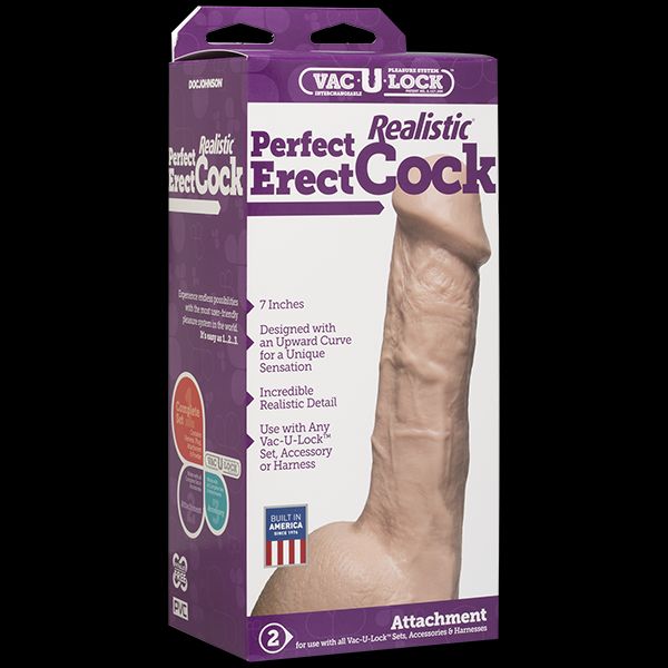 Фаллоимитатор Doc Johnson - 7 Inch Perfect Erect Cock, диаметр 3,8см, большая головка, Vac-U-Lock SO2796 фото