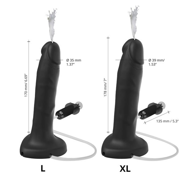 Кончающий фаллоимитатор Strap-On-Me Squirting Cum Dildo Realistic Black, диам. 3,5 см, силикон SO9015 фото