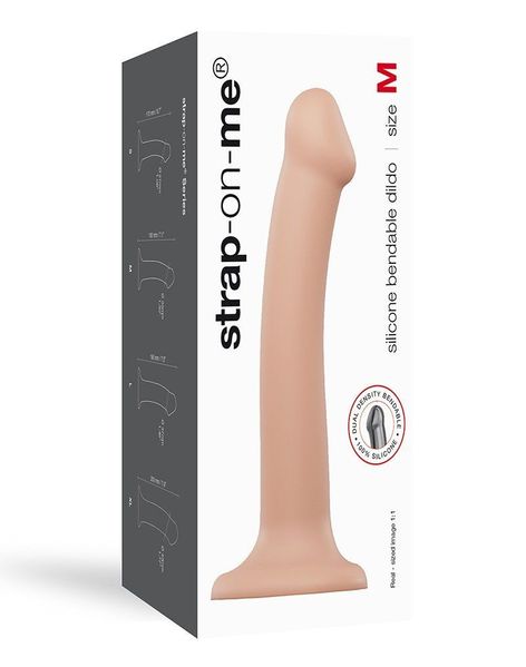 Насадка для страпона Strap-On-Me Dual Density Dildo Flesh M, діаметр 3,3 см, двошарова, гнучкий SO2354 фото